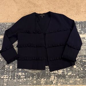 Ann Taylor Midnight Blue Ruffle Cardigan